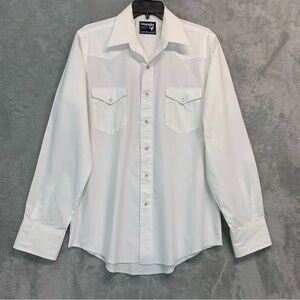 Wrangler Vintage White Casual Button Down Shirt